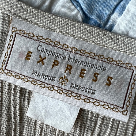 Vintage 90s Express Beige Cream Ribbed Button Sleeveless Boho Vest Shirt Medium - Picture 4 of 10